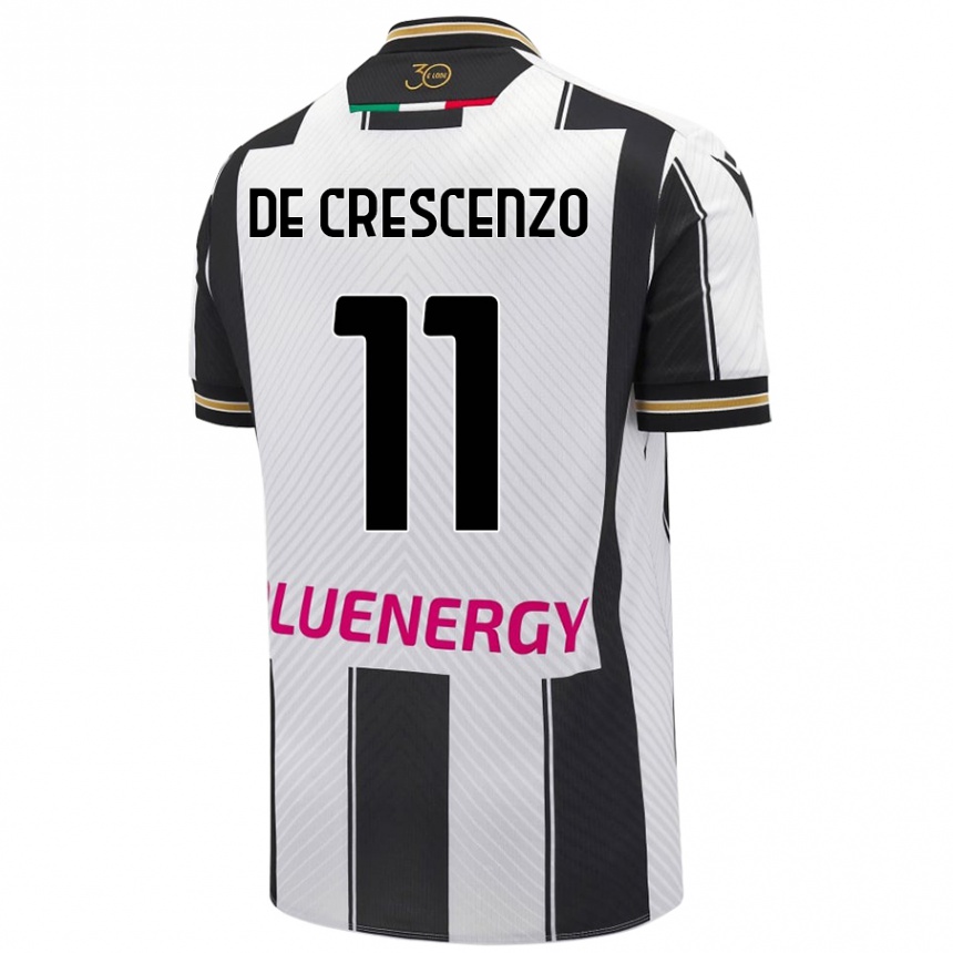 Men Football Marco De Crescenzo #11 White Black Home Jersey 2024/25 T-Shirt Nz