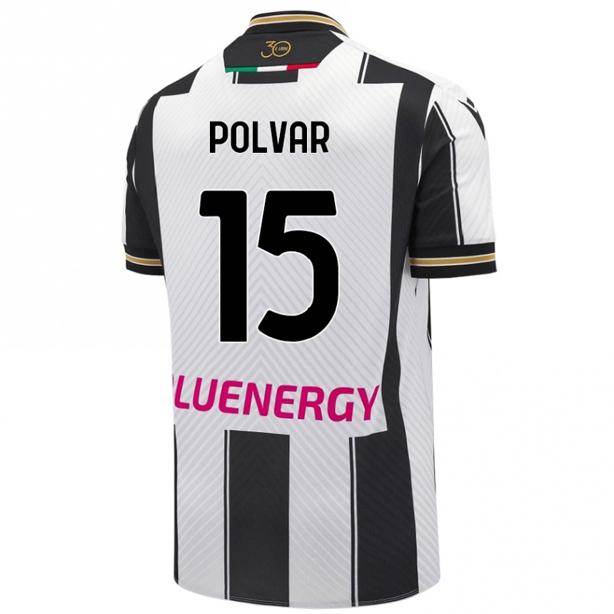 Men Football Francesco Polvar #15 White Black Home Jersey 2024/25 T-Shirt Nz