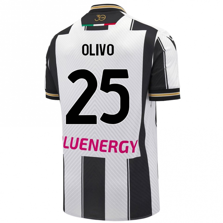 Men Football Gioele Olivo #25 White Black Home Jersey 2024/25 T-Shirt Nz