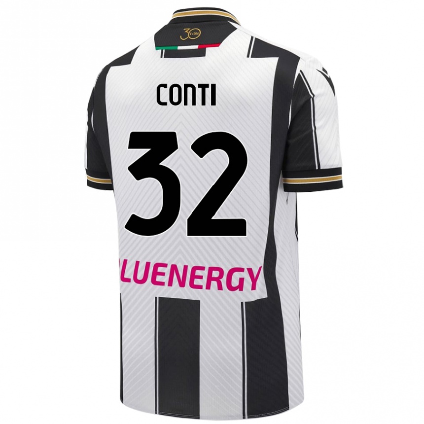 Men Football Manuel Conti #32 White Black Home Jersey 2024/25 T-Shirt Nz