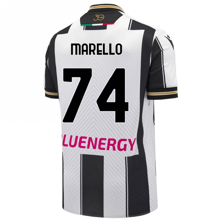 Men Football Mattia Marello #74 White Black Home Jersey 2024/25 T-Shirt Nz