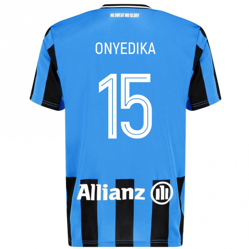 Men Football Raphael Onyedika #15 Sky Blue Black Home Jersey 2024/25 T-Shirt Nz