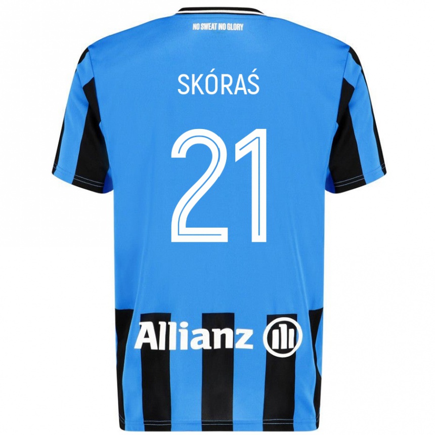 Men Football Michal Skoras #21 Sky Blue Black Home Jersey 2024/25 T-Shirt Nz