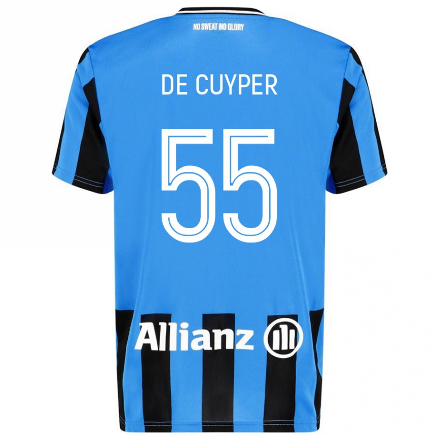 Men Football Maxim De Cuyper #55 Sky Blue Black Home Jersey 2024/25 T-Shirt Nz