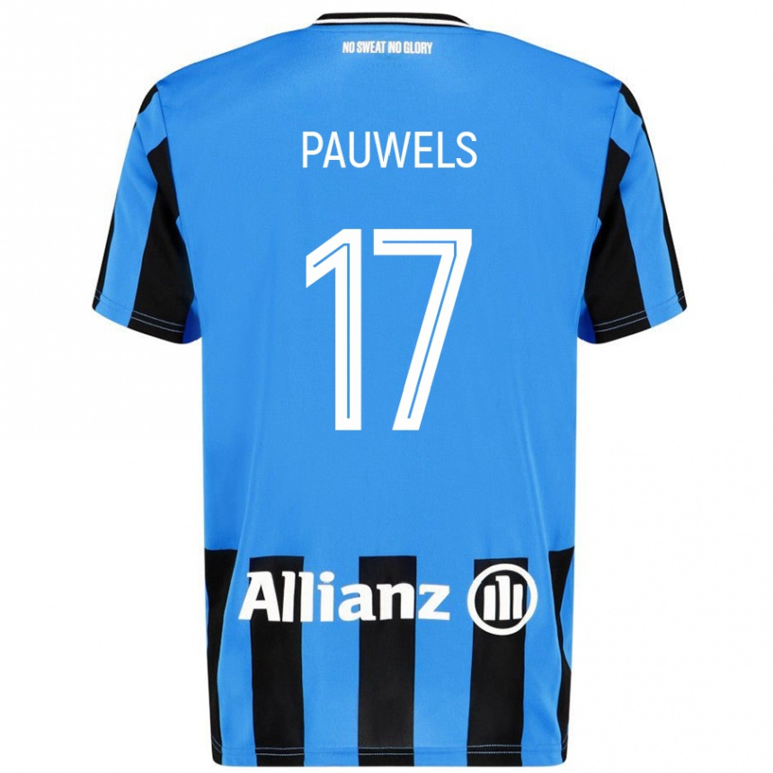 Men Football Fleur Pauwels #17 Sky Blue Black Home Jersey 2024/25 T-Shirt Nz