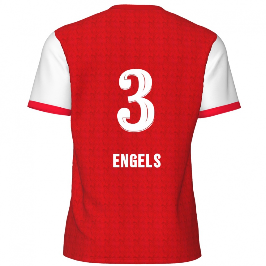 Men Football Björn Engels #3 Red White Home Jersey 2024/25 T-Shirt Nz