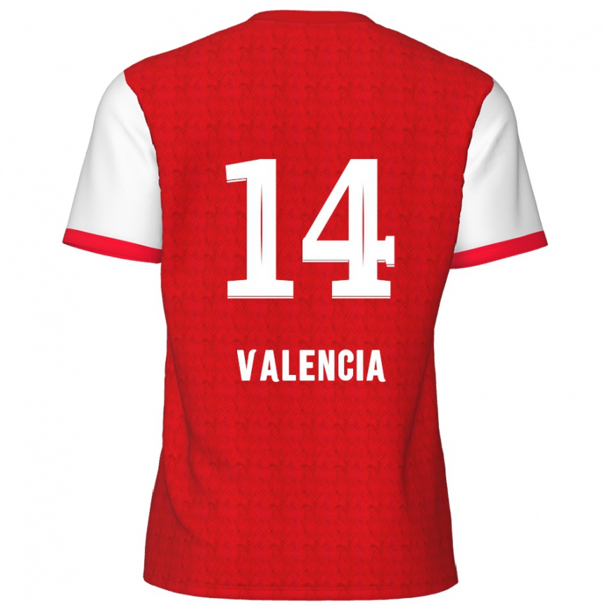 Men Football Anthony Valencia #14 Red White Home Jersey 2024/25 T-Shirt Nz