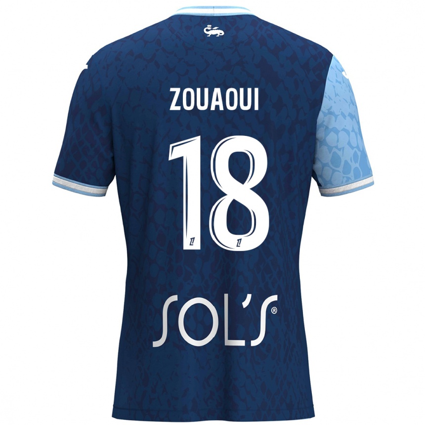 Men Football Yanis Zouaoui #18 Sky Blue Dark Blue Home Jersey 2024/25 T-Shirt Nz