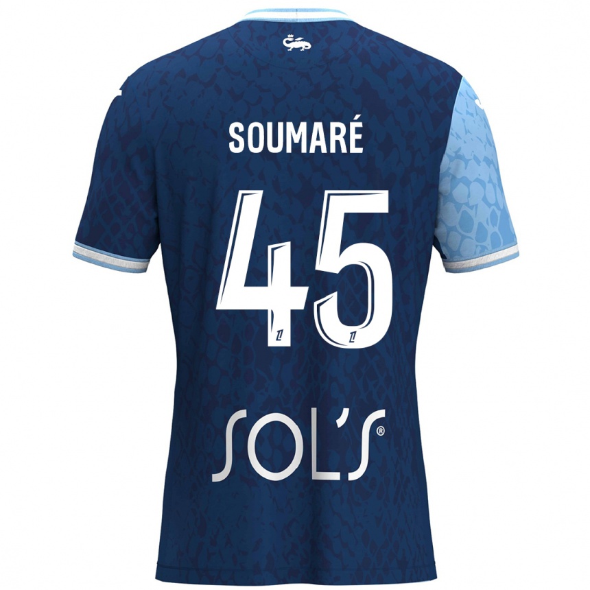 Men Football Issa Soumaré #45 Sky Blue Dark Blue Home Jersey 2024/25 T-Shirt Nz