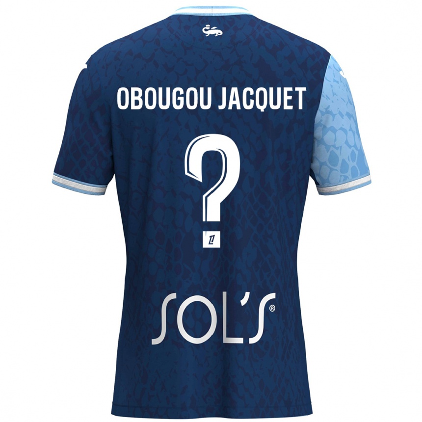 Men Football Noam Obougou Jacquet #0 Sky Blue Dark Blue Home Jersey 2024/25 T-Shirt Nz