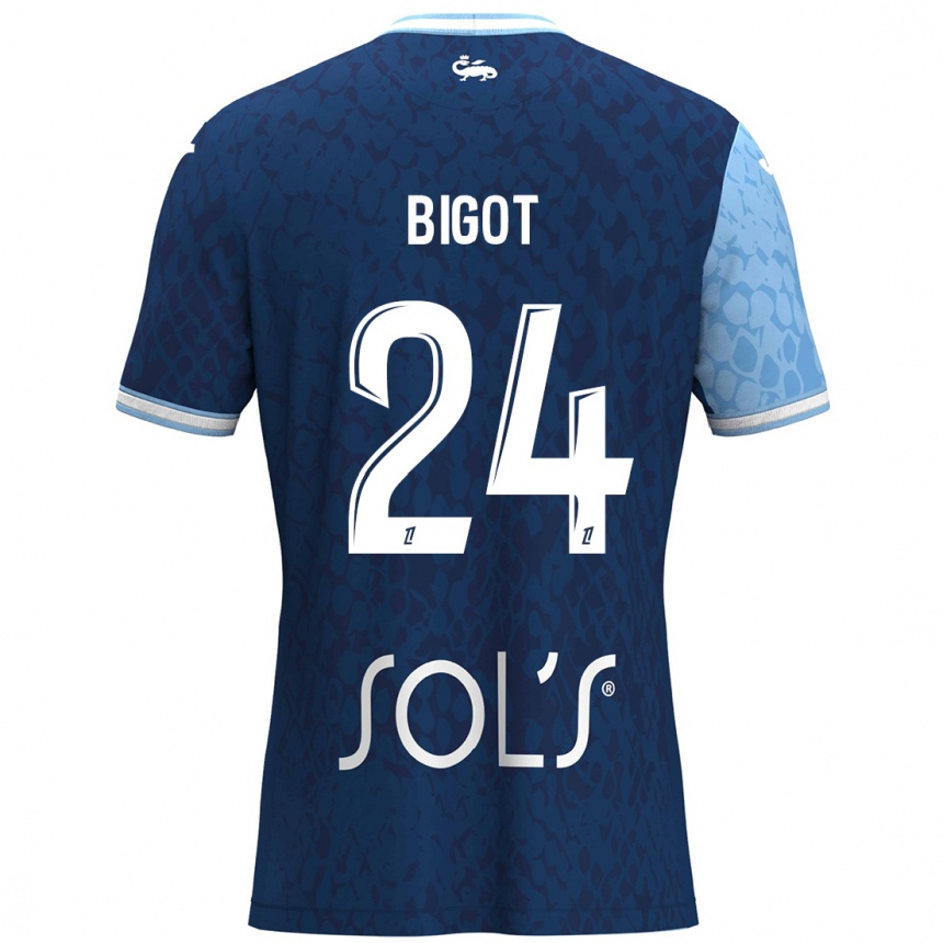 Men Football Maureen Bigot #24 Sky Blue Dark Blue Home Jersey 2024/25 T-Shirt Nz