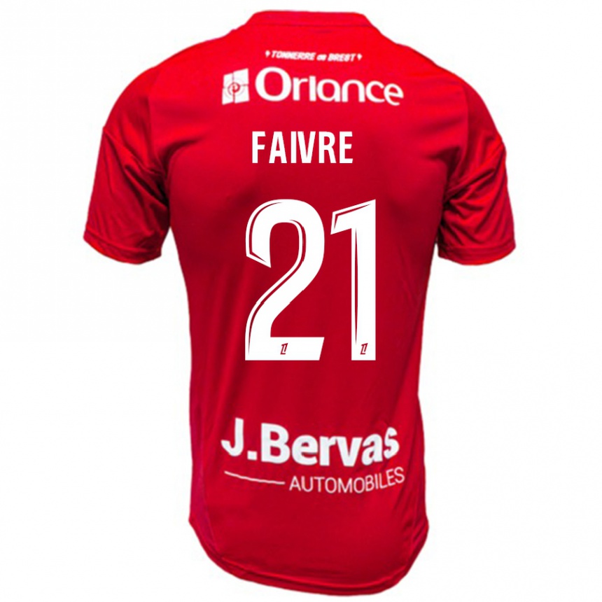 Men Football Romain Faivre #21 Red White Home Jersey 2024/25 T-Shirt Nz