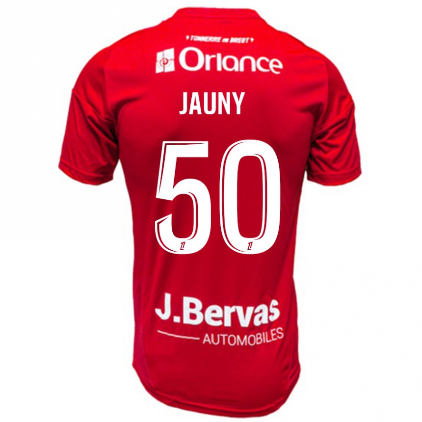 Men Football Noah Jauny #50 Red White Home Jersey 2024/25 T-Shirt Nz