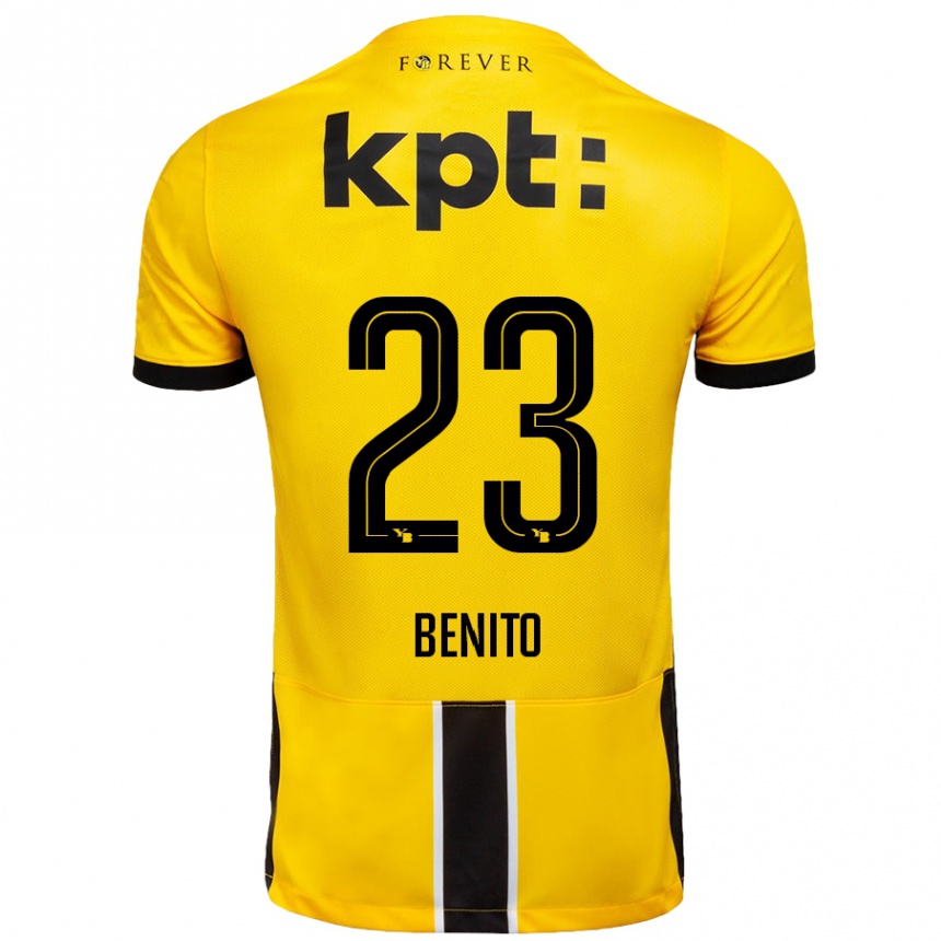 Men Football Loris Benito #23 Yellow Black Home Jersey 2024/25 T-Shirt Nz