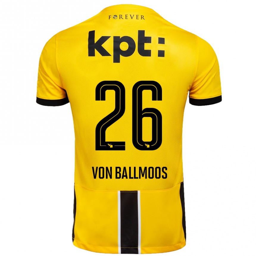 Men Football David Von Ballmoos #26 Yellow Black Home Jersey 2024/25 T-Shirt Nz