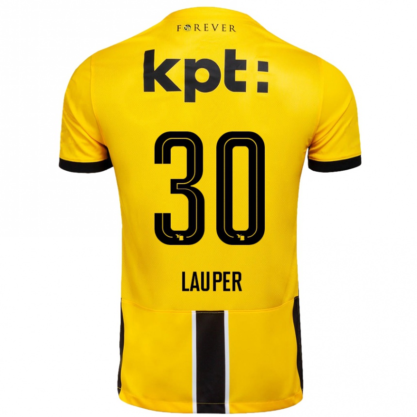 Men Football Sandro Lauper #30 Yellow Black Home Jersey 2024/25 T-Shirt Nz