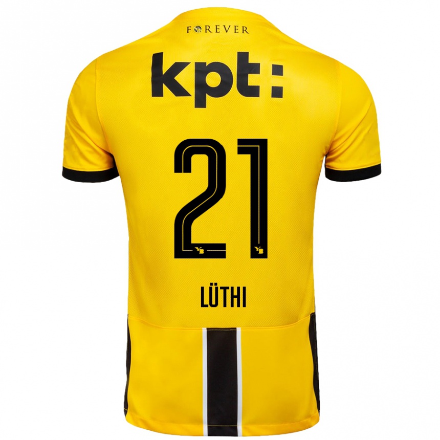 Men Football Janis Lüthi #21 Yellow Black Home Jersey 2024/25 T-Shirt Nz