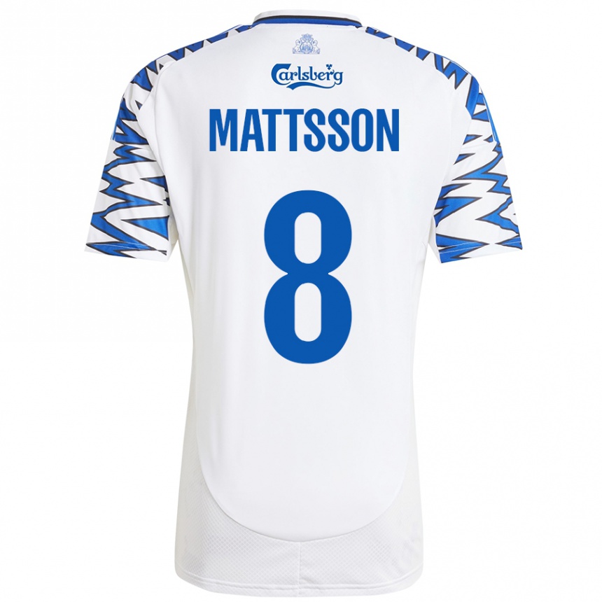 Men Football Magnus Mattsson #8 White Sky Blue Home Jersey 2024/25 T-Shirt Nz