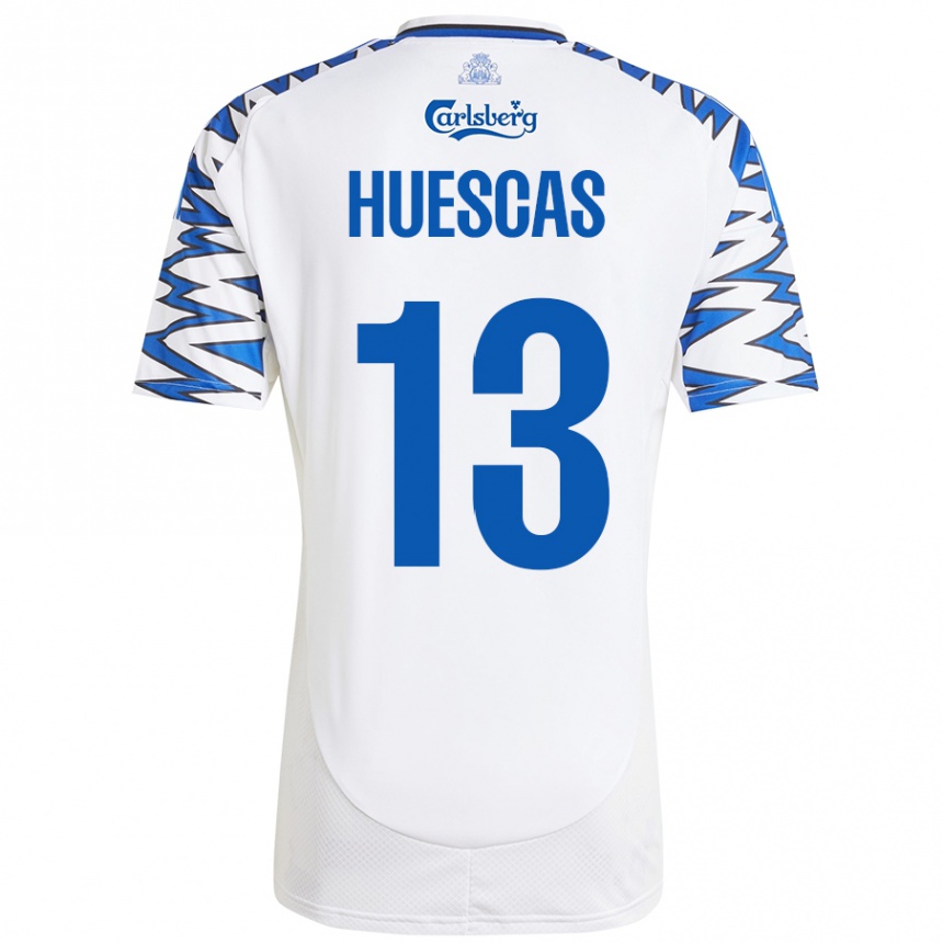 Men Football Rodrigo Huescas #13 White Sky Blue Home Jersey 2024/25 T-Shirt Nz