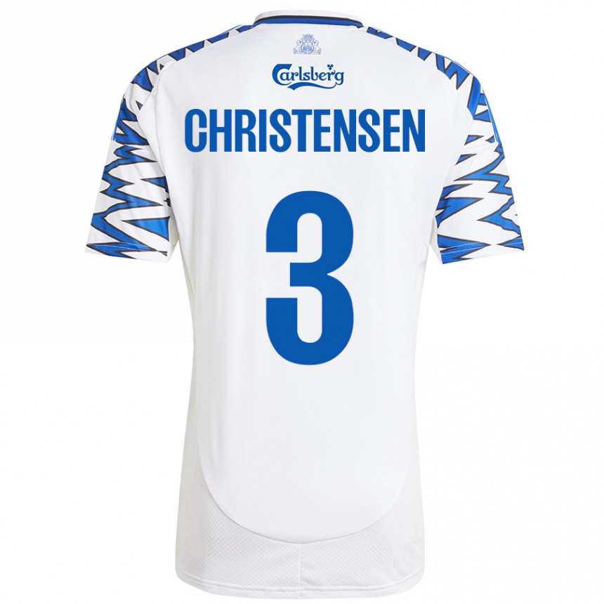 Men Football Sebastian Christensen #3 White Sky Blue Home Jersey 2024/25 T-Shirt Nz