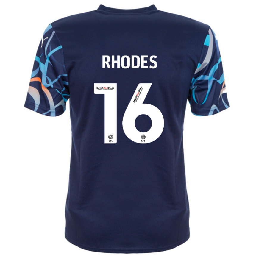 Men Football Jordan Rhodes #16 Navy Blue Away Jersey 2024/25 T-Shirt Nz