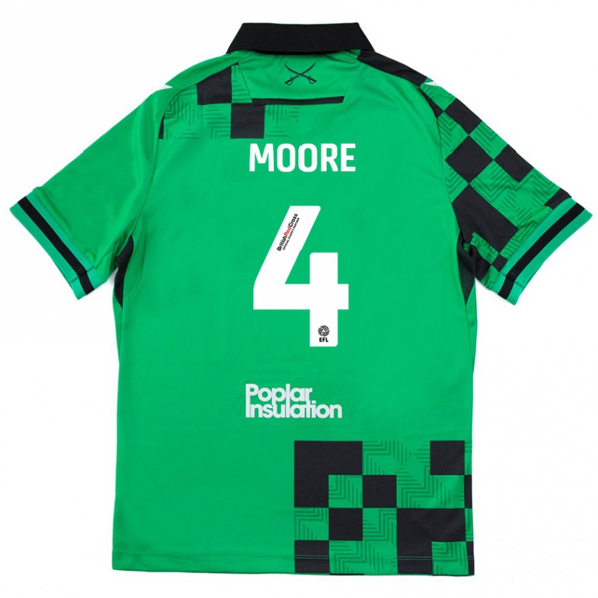 Men Football Taylor Moore #4 Green Black Away Jersey 2024/25 T-Shirt Nz