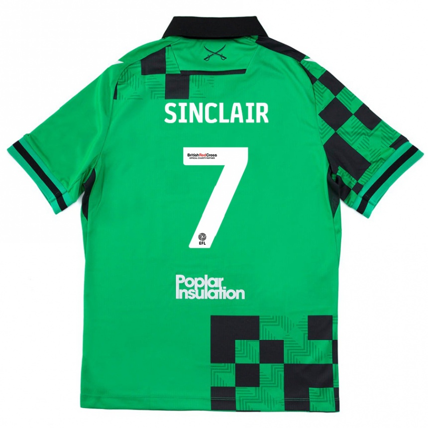 Men Football Scott Sinclair #7 Green Black Away Jersey 2024/25 T-Shirt Nz