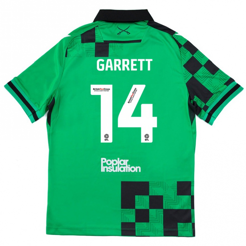 Men Football Jake Garrett #14 Green Black Away Jersey 2024/25 T-Shirt Nz