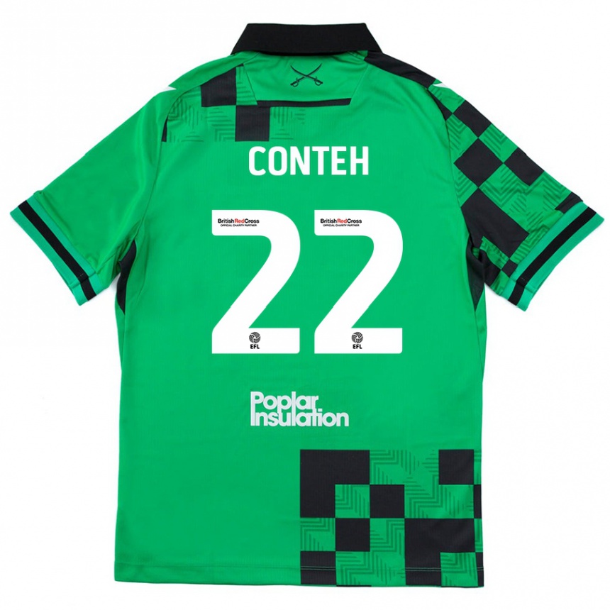 Men Football Kamil Conteh #22 Green Black Away Jersey 2024/25 T-Shirt Nz