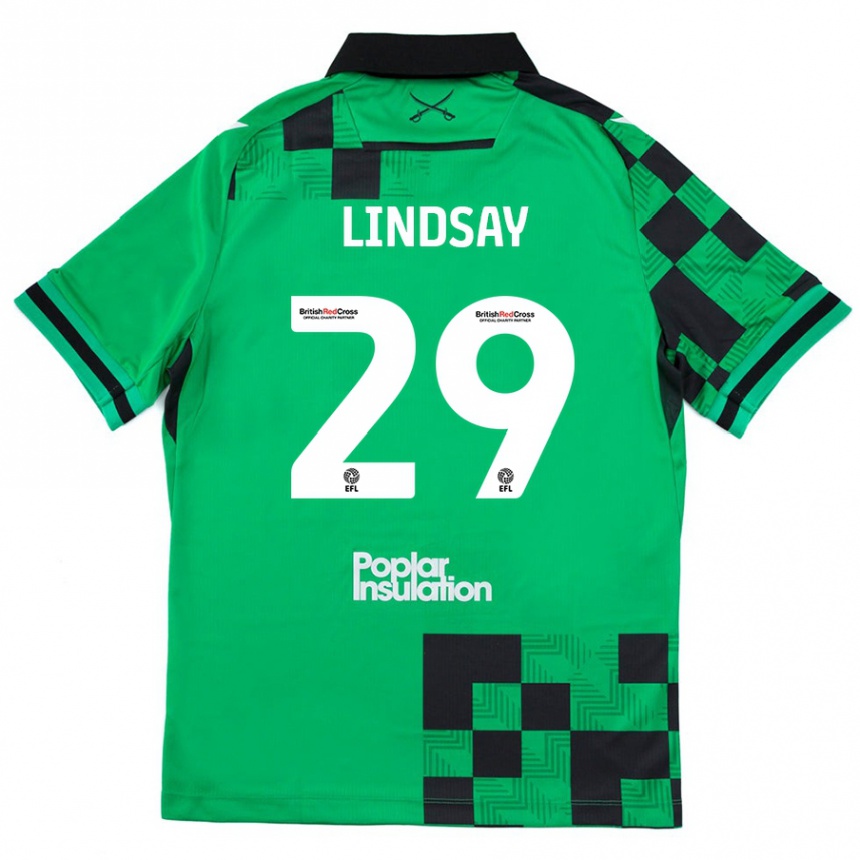 Men Football Jamie Lindsay #29 Green Black Away Jersey 2024/25 T-Shirt Nz