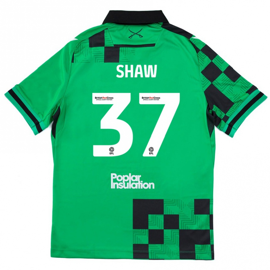 Men Football Kofi Shaw #37 Green Black Away Jersey 2024/25 T-Shirt Nz