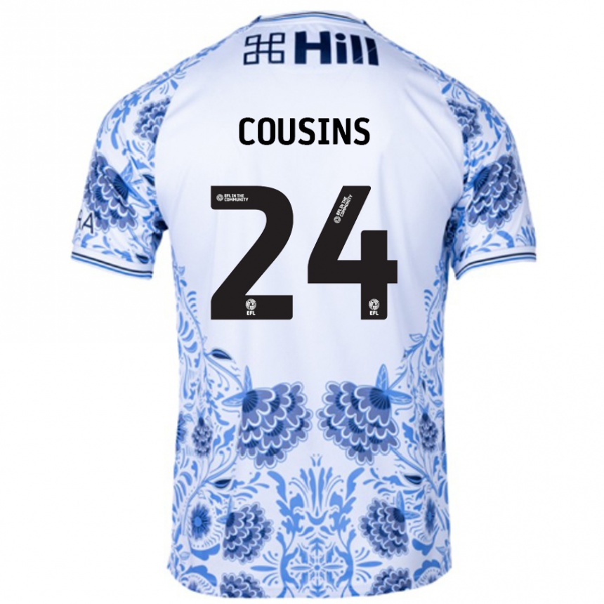 Men Football Jordan Cousins #24 White Blue Away Jersey 2024/25 T-Shirt Nz