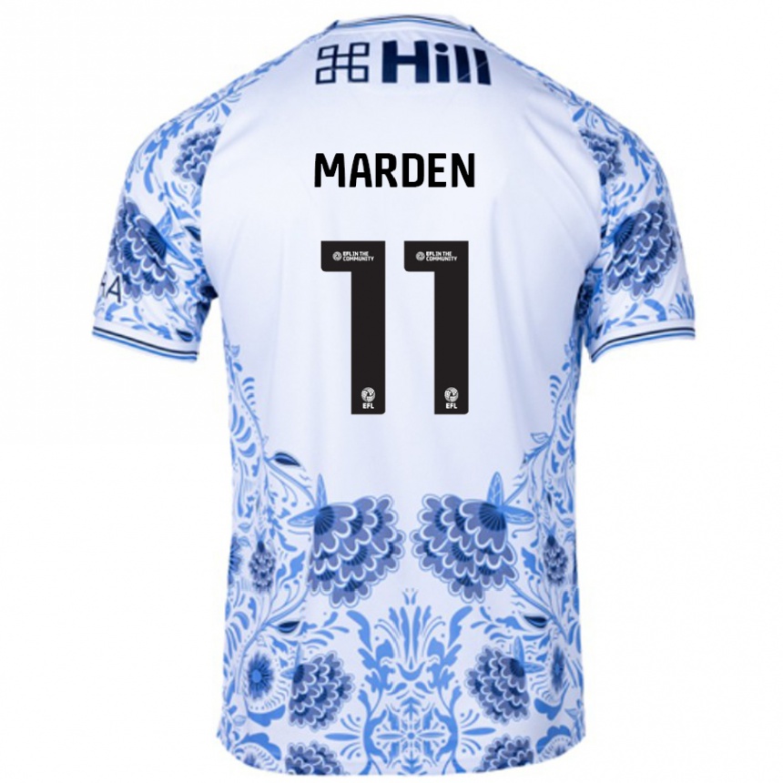 Men Football Ella Marden #11 White Blue Away Jersey 2024/25 T-Shirt Nz