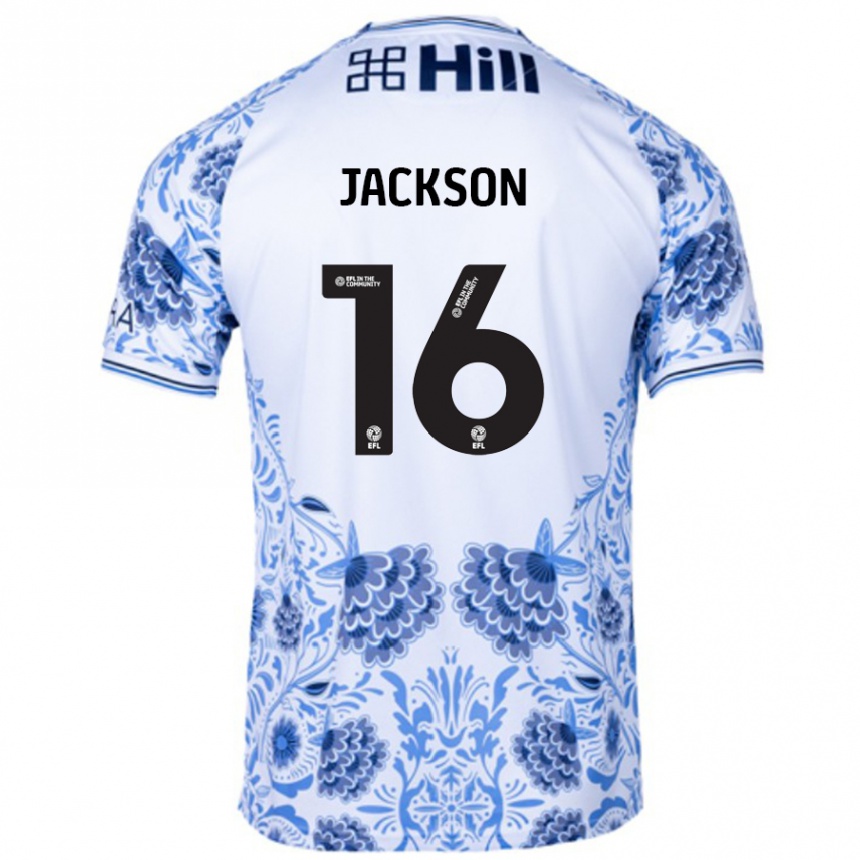 Men Football Abbie Jackson #16 White Blue Away Jersey 2024/25 T-Shirt Nz