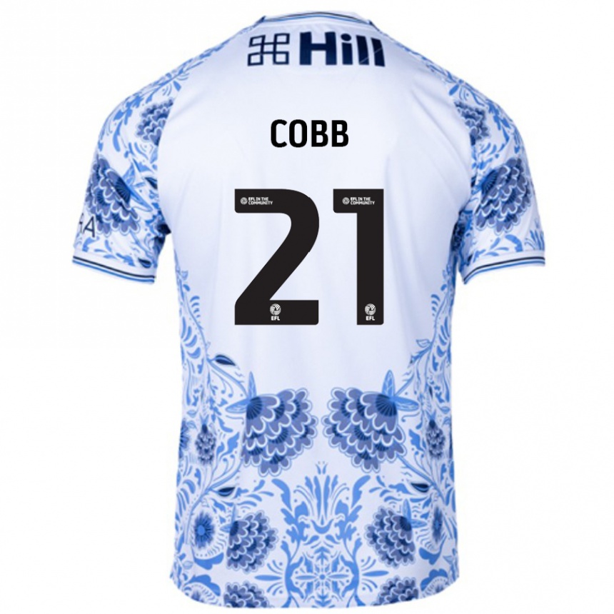 Men Football Serena Cobb #21 White Blue Away Jersey 2024/25 T-Shirt Nz