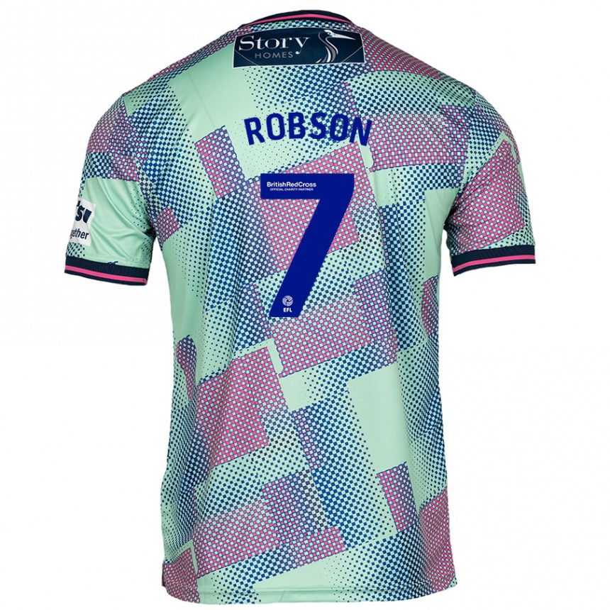 Men Football Ethan Robson #7 Green Away Jersey 2024/25 T-Shirt Nz