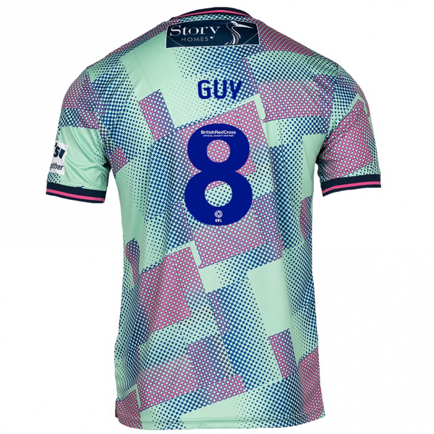 Men Football Callum Guy #8 Green Away Jersey 2024/25 T-Shirt Nz