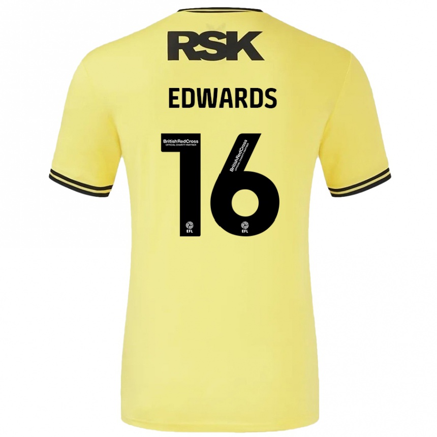 Men Football Josh Edwards #16 Yellow Black Away Jersey 2024/25 T-Shirt Nz