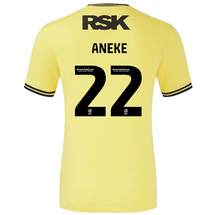 Men Football Chuks Aneke #22 Yellow Black Away Jersey 2024/25 T-Shirt Nz