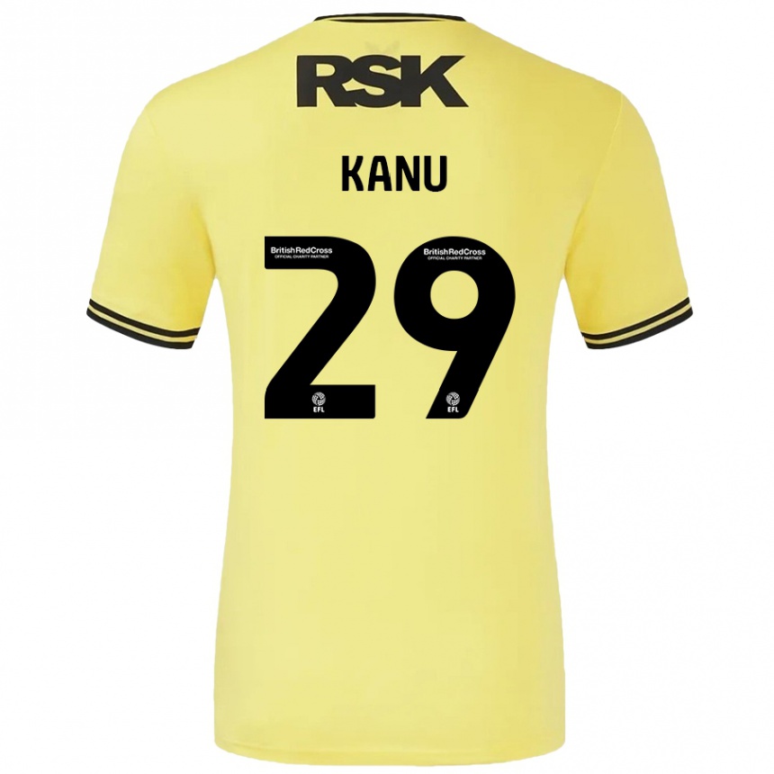 Men Football Daniel Kanu #29 Yellow Black Away Jersey 2024/25 T-Shirt Nz