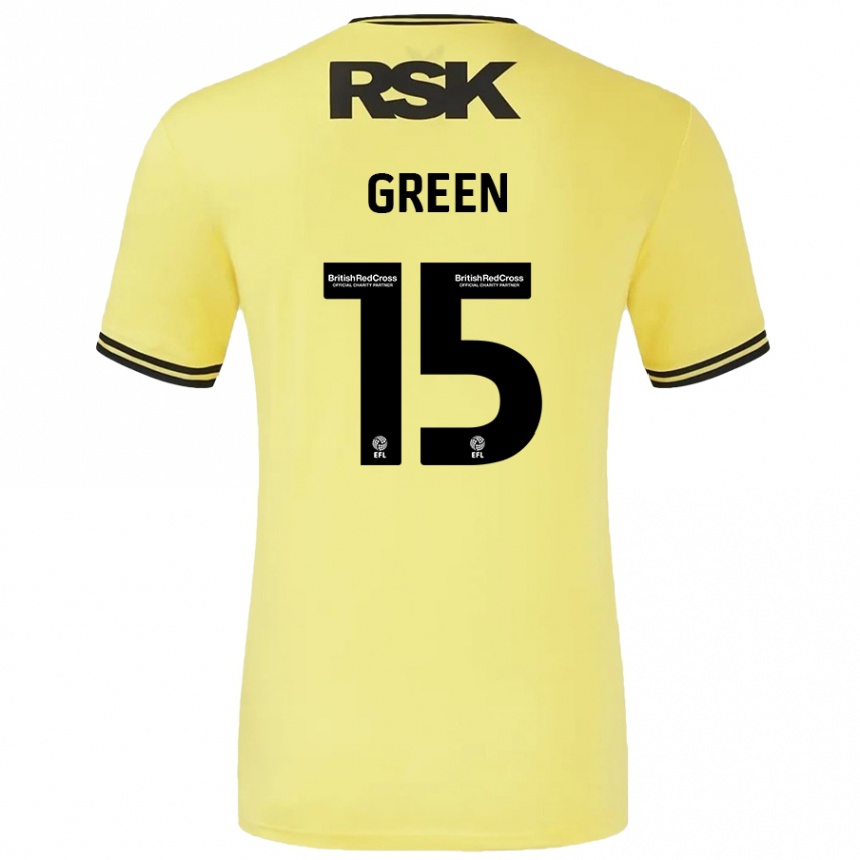 Men Football Kayleigh Green #15 Yellow Black Away Jersey 2024/25 T-Shirt Nz