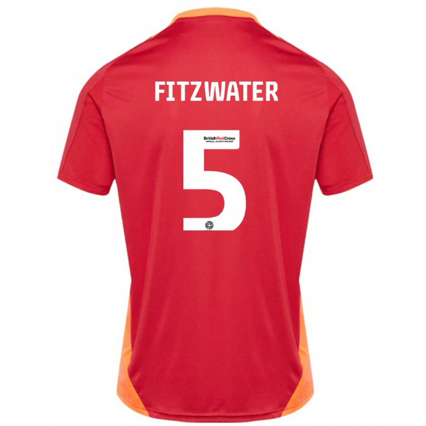 Men Football Jack Fitzwater #5 Blue Off White Away Jersey 2024/25 T-Shirt Nz