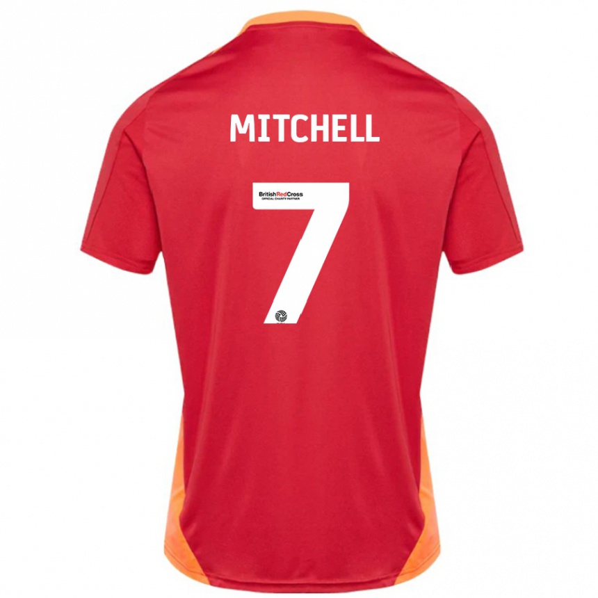 Men Football Demetri Mitchell #7 Blue Off White Away Jersey 2024/25 T-Shirt Nz