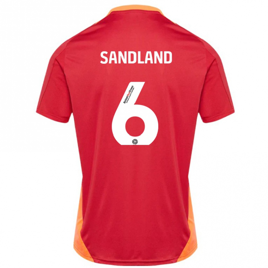 Men Football Jess Sandland #6 Blue Off White Away Jersey 2024/25 T-Shirt Nz