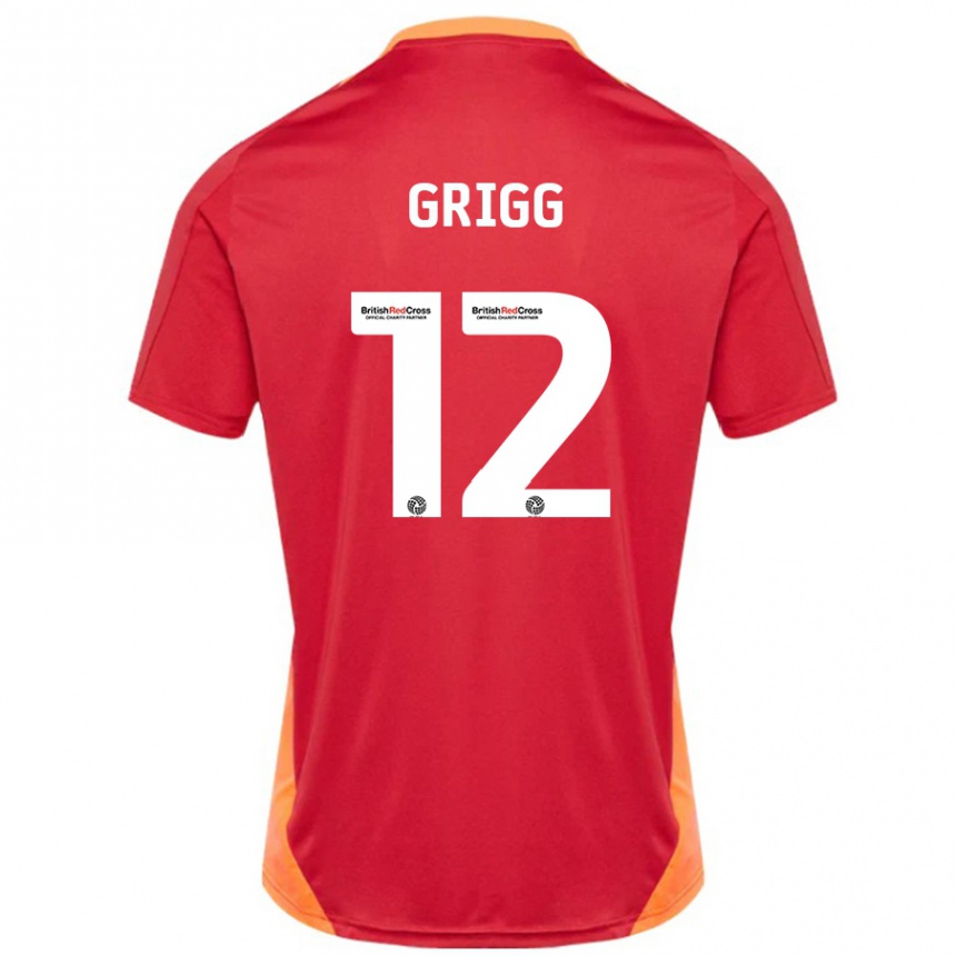 Men Football Katie Grigg #12 Blue Off White Away Jersey 2024/25 T-Shirt Nz