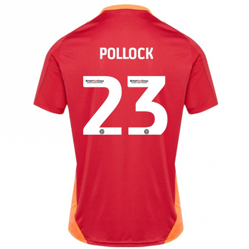 Men Football Amber Pollock #23 Blue Off White Away Jersey 2024/25 T-Shirt Nz