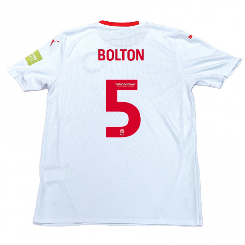 Men Football James Bolton #5 White Away Jersey 2024/25 T-Shirt Nz