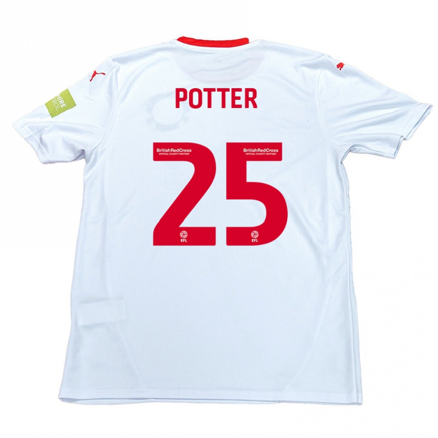 Men Football Finley Potter #25 White Away Jersey 2024/25 T-Shirt Nz