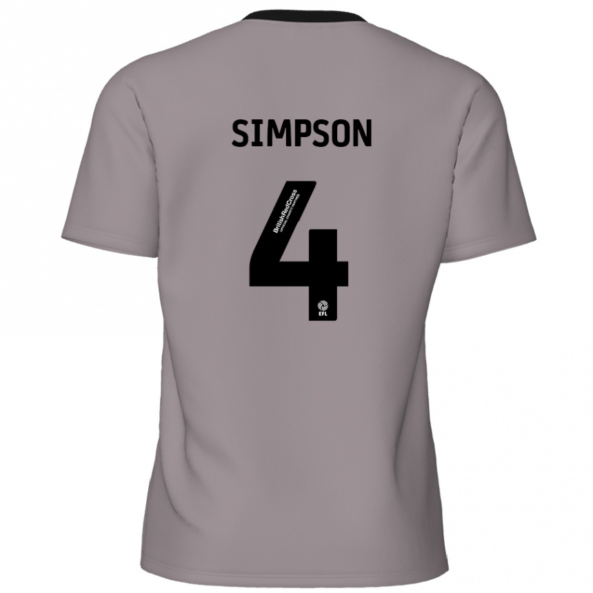 Men Football Jack Simpson #4 Grey Away Jersey 2024/25 T-Shirt Nz