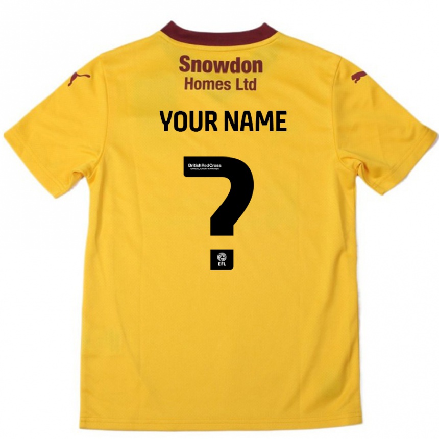 Men Football Your Name #0 Orange  Burgundy Away Jersey 2024/25 T-Shirt Nz